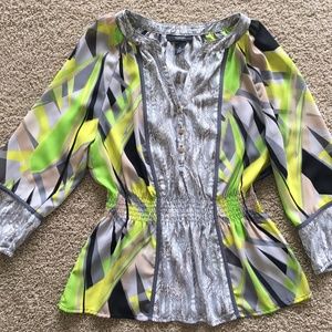 ALFANI Printed Cinched Top, size 4 Petite